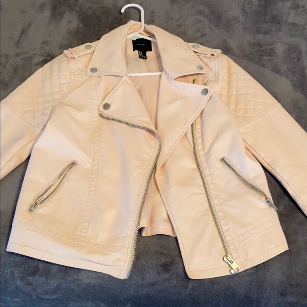 Baby pink leather jacket